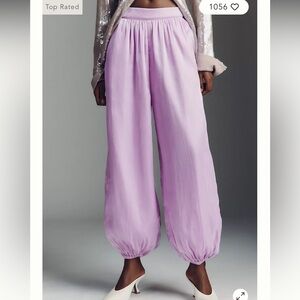Anthropologie Maeve Shiny Lavender Ballon Pants - M (NWT)